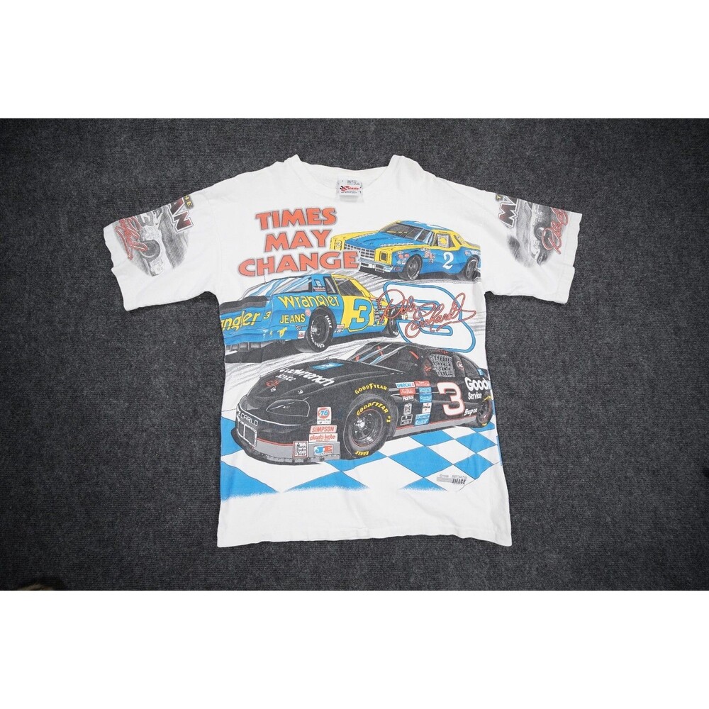 Chase NASCAR Dale Earnhardt #3 "Times May Change" T-Shirt Men's L White 1996
